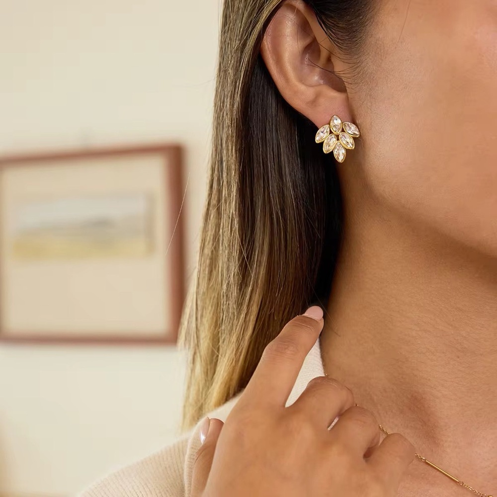 18K Gold Plated Leaf Stud Earrings